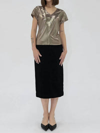 Another Love Lumi Knit Top in metallic gold - women's t-shirt - alternate view