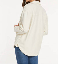 mododoc Mixed Texture Oversized Shacket in milk frost - women's jacket - view 4