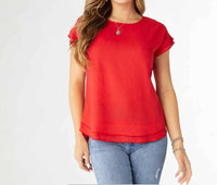 COCO + CARMEN Camellia Cap Sleeve Top With Layered Bottom - women's t-shirt