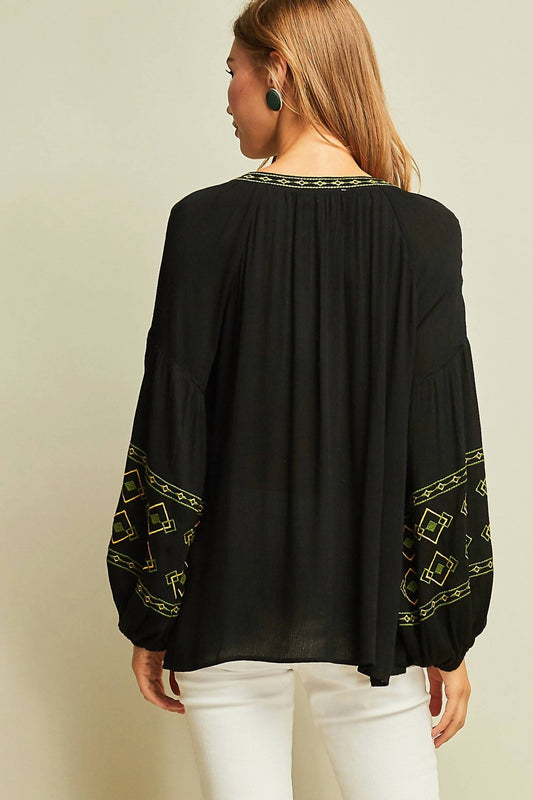 Entro - Tassel Tie Peasant Blouse