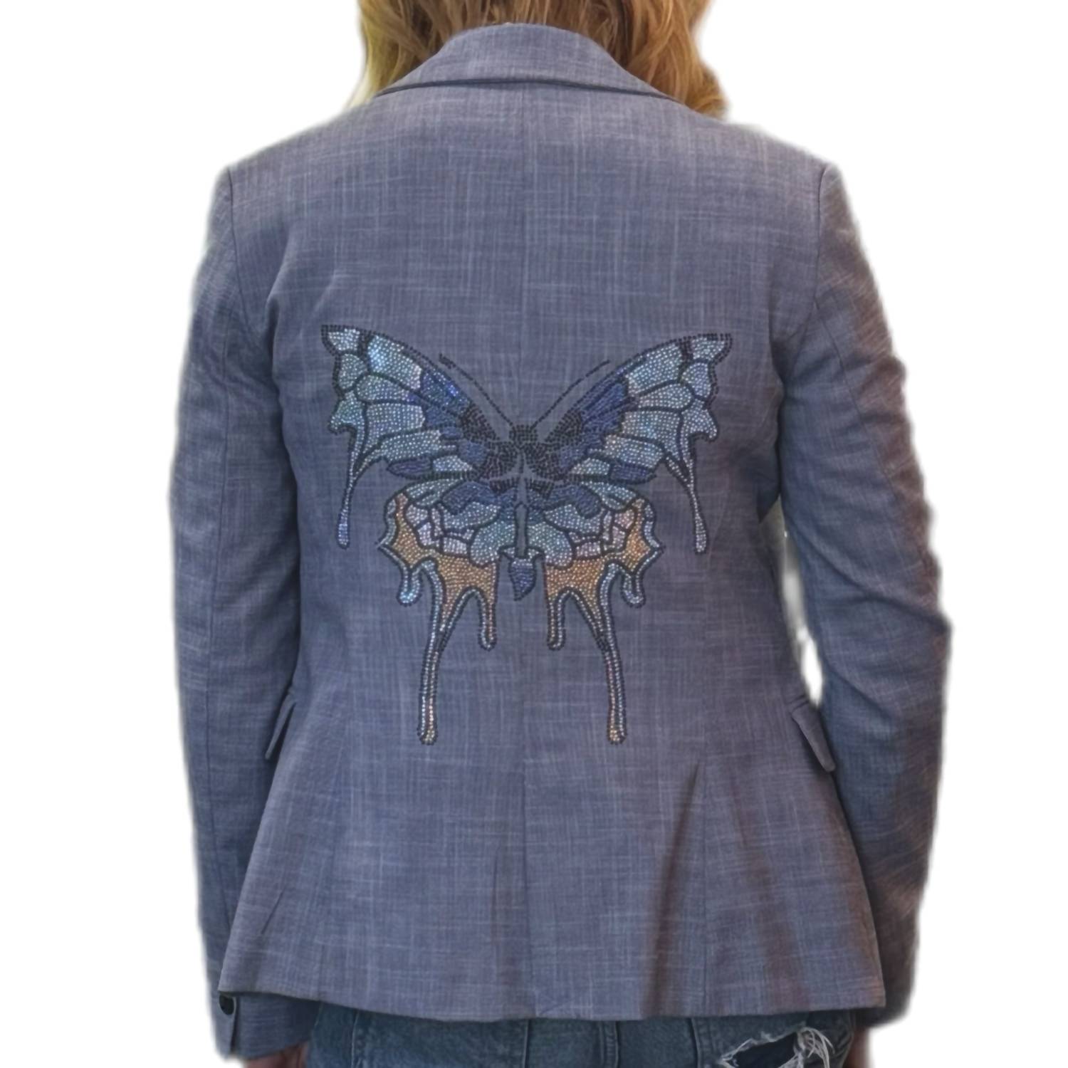 Hipchik - Long Sleeve Tweed Butterfly Blazer