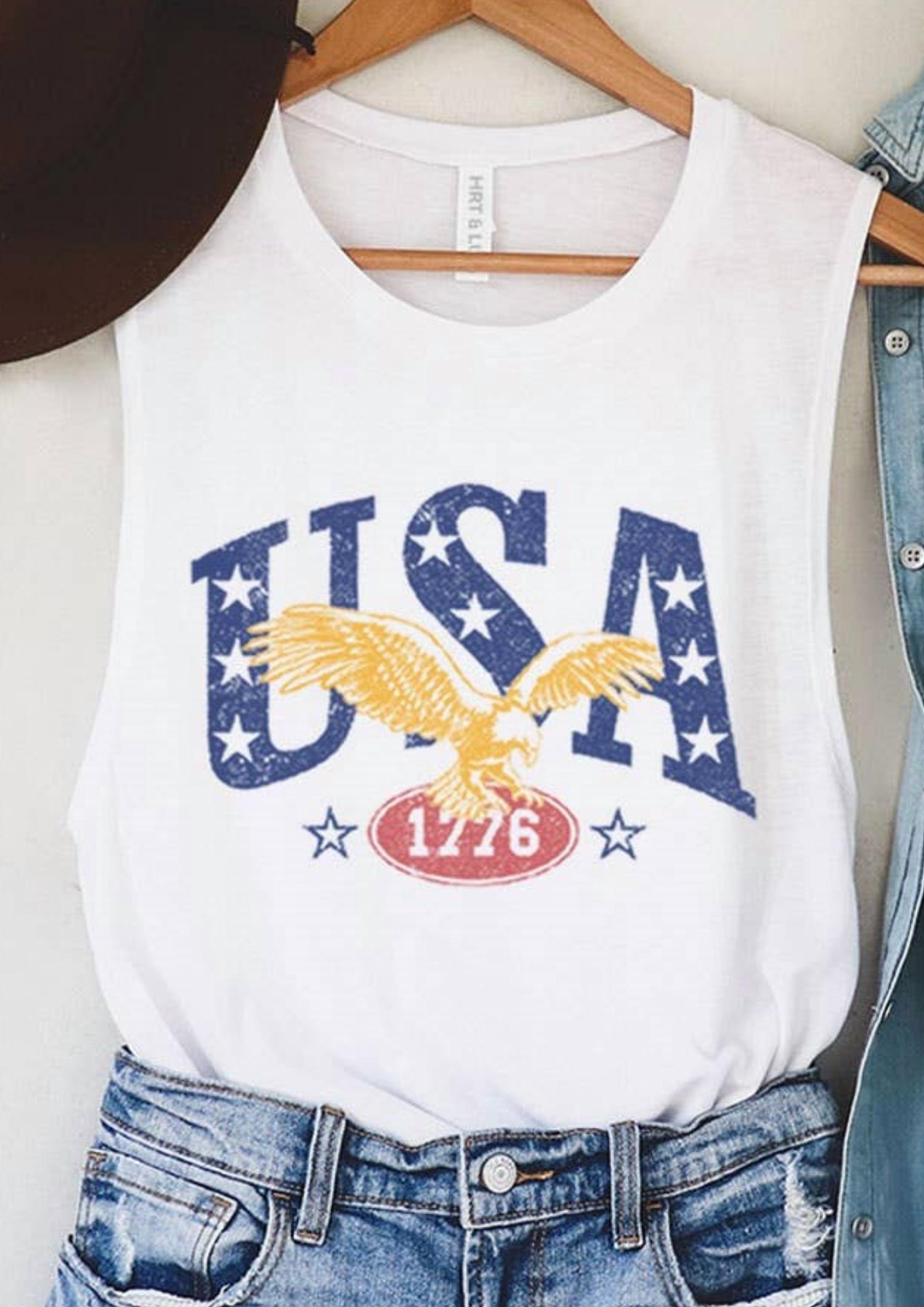 Hrt & Luv - Women's Usa Graphic Tank Top