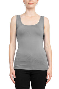 Alberto Makali - Scoop Neck Sleeveless Solid Spandex Top