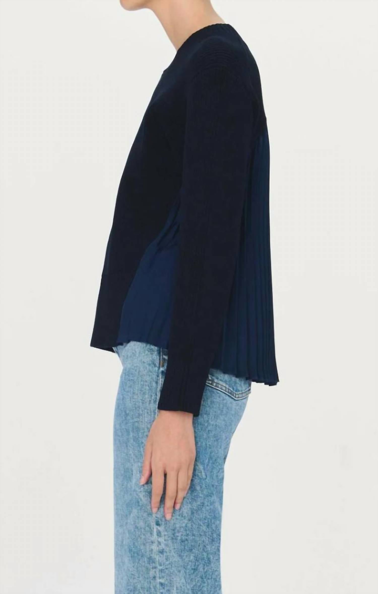 SIMKHAI Maeve Pullover Sweater in midnight - women's sweater - detail view