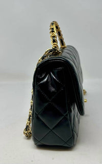 Chanel - Preloved Quilted Lambskin Flap Bag With Gold Top Handle And Crossbody Chain