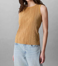 CALVIN KLEIN Plisse Tank Top in gold ice yellow - women's tank top