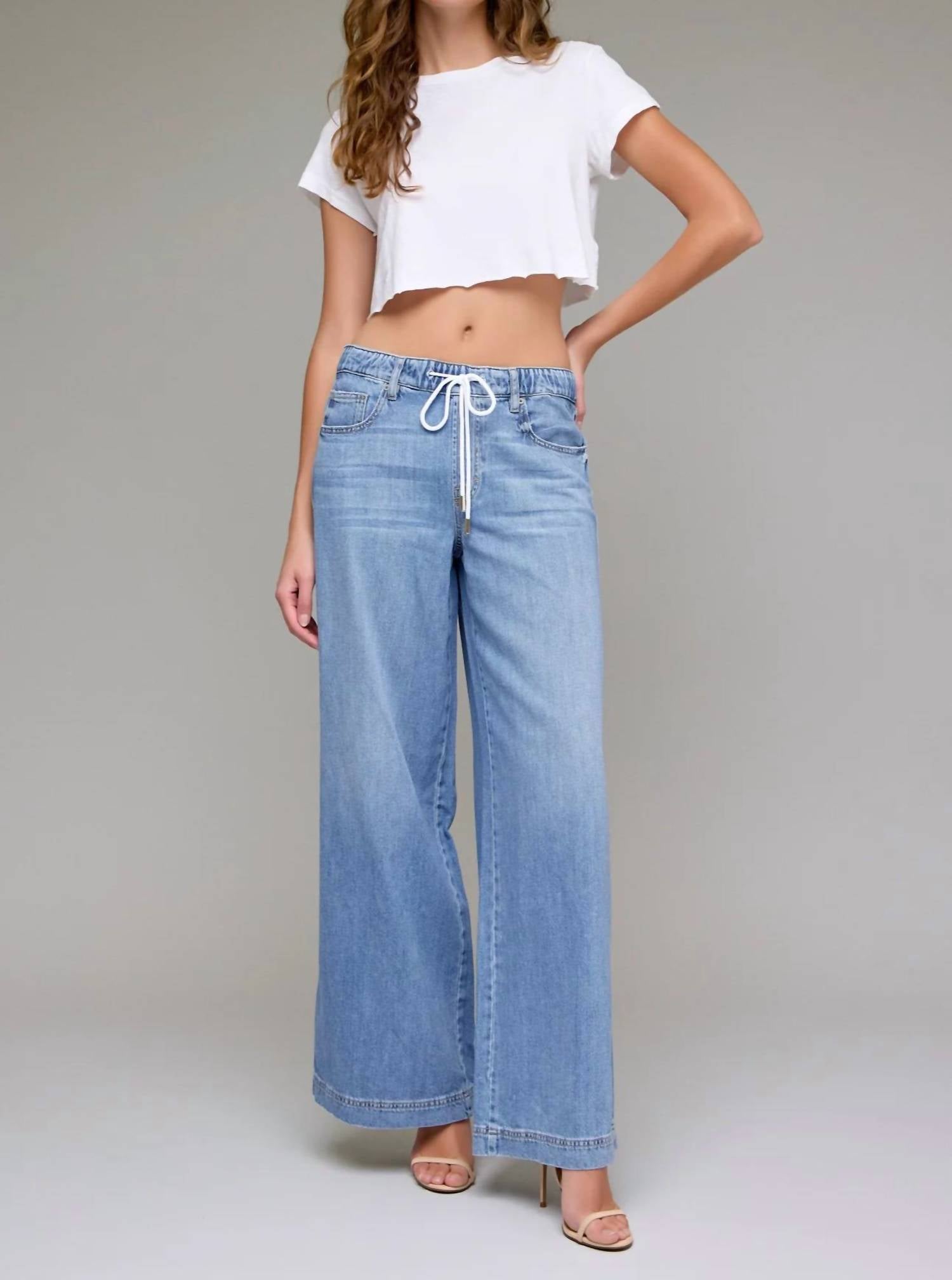 Hidden - NORI Elastic Waist Wide-Leg Denim Jeans