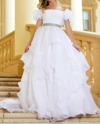Ava Presley - Ruffled Off Shoulder Ball Gown