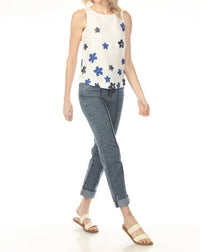 Charlie B - Printed Sleeveless Rounded Hem Top