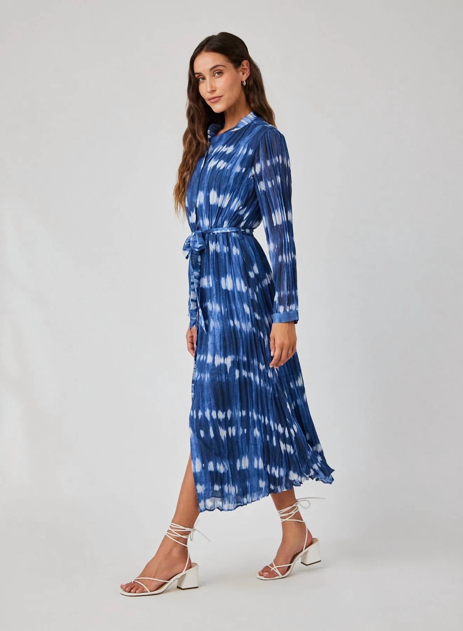Bella Dahl - Long Sleeve Pleated Maxi Shirt Dress