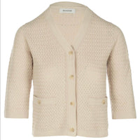 Naadam - Women's Cotton Cashmere Basketweave Short Sleeve Cardigan