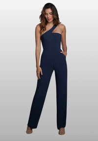 Dress The Population - One Shoulder Pockets Jumpsuit