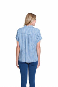 Multiples - Twill Denim Popover Top