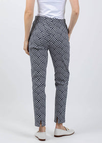 Joseph Ribkoff Geometric Jacquard Pull-on Slim Fit Pants in navy white - women's pants - view 5