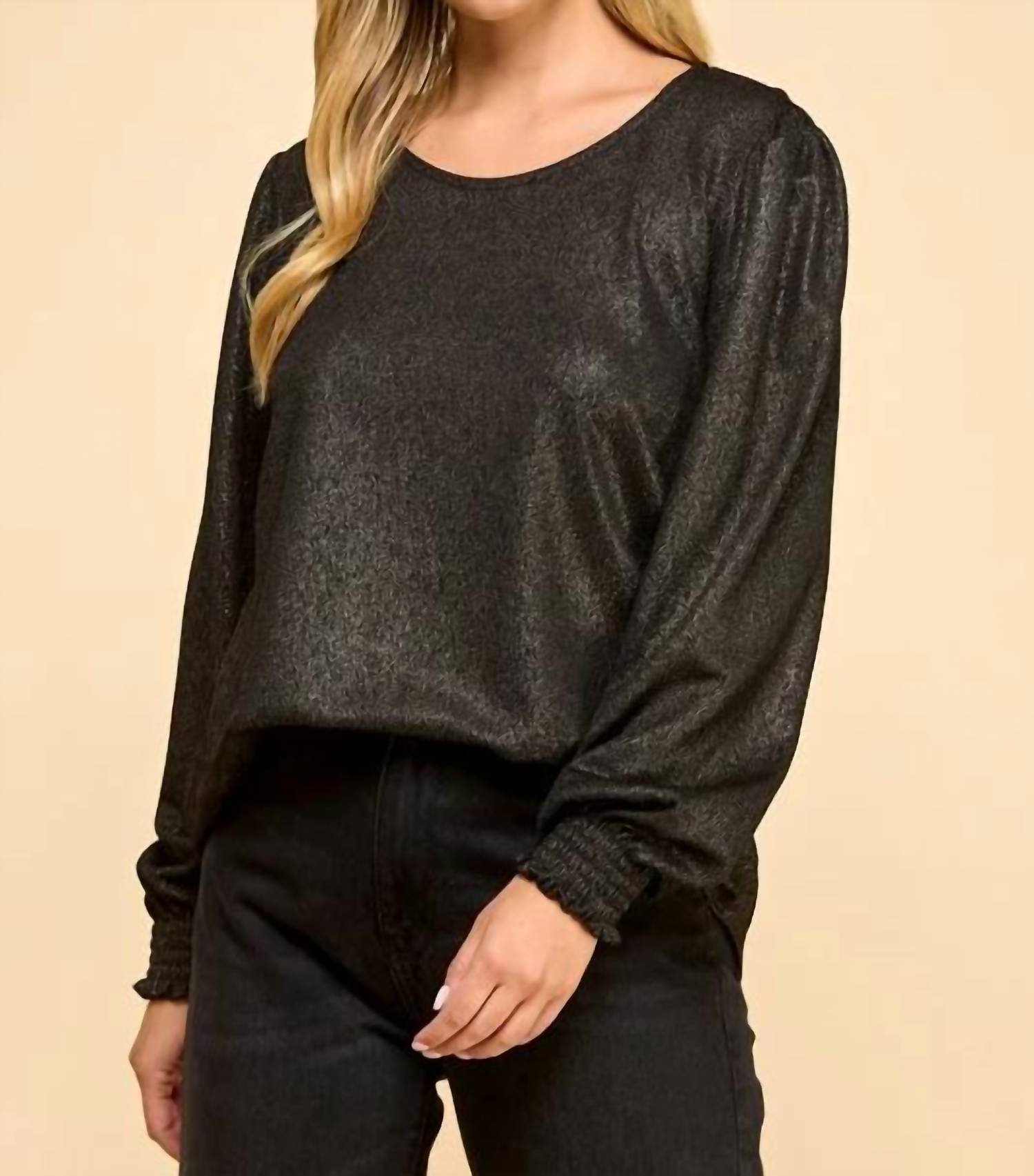 Les Amis - Long Sleeve Champagne Shimmer Blouse