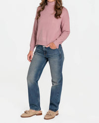 MAJESTIC FILATURES Wool Turtleneck Sweater in rosewood - women's sweater - alternate view