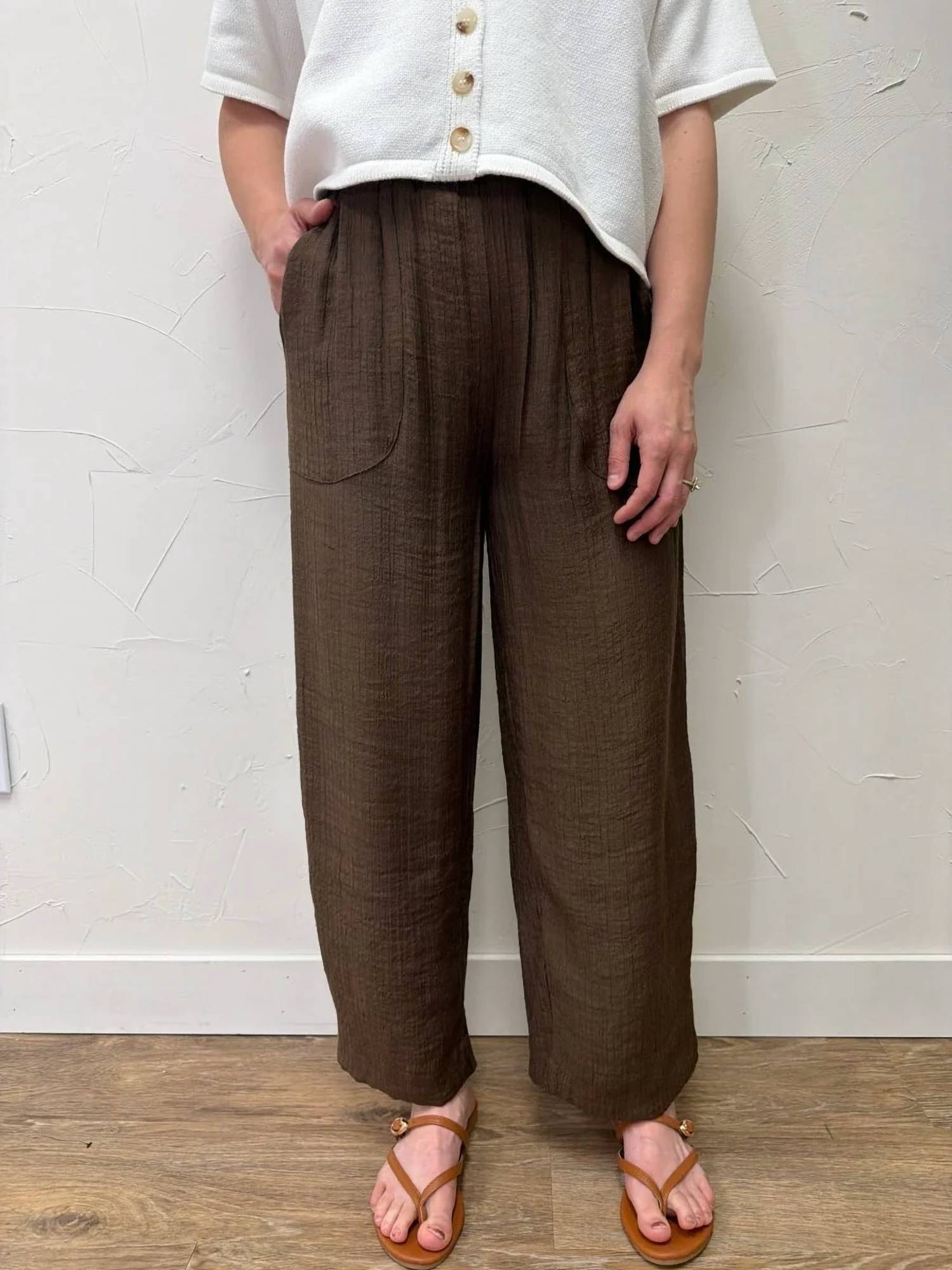 Blu Pepper - Textured High Elastic Waist Lounge Pants