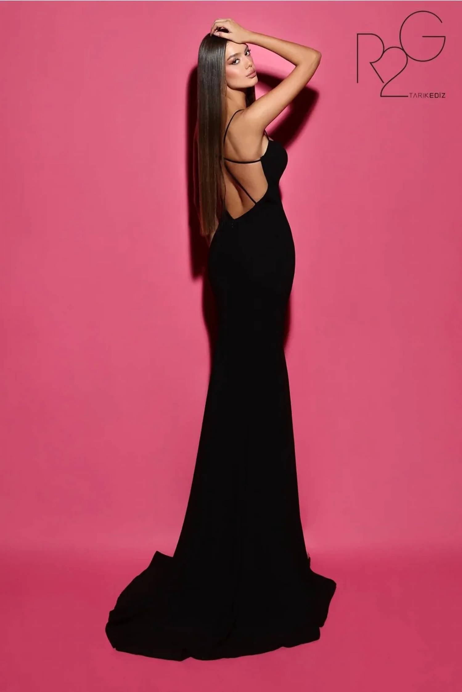 Tarik Ediz - Evelyn Embellished Bow High Slit Evening Gown