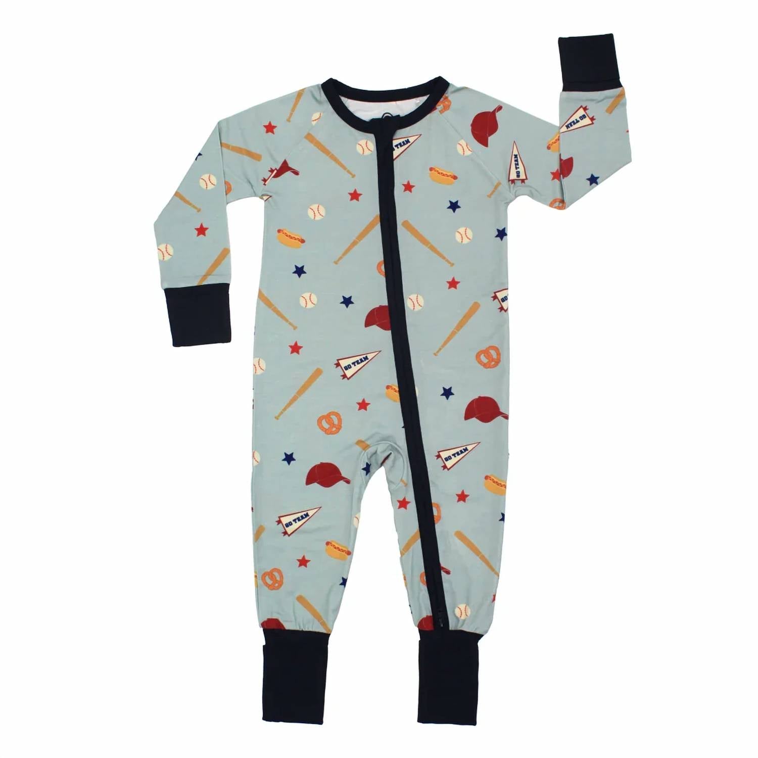 Emerson And Friends - Boy's Play Ball Baseball Bamboo Convertible Footie Romper