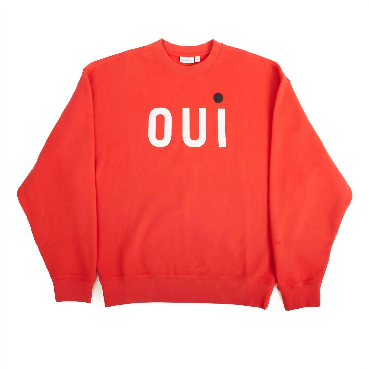 Clare V. Long Sleeve Crewneck Oui Sweatshirt in super red - women's top - detail view