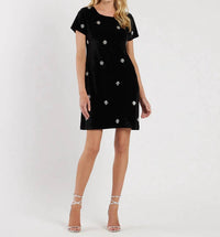JUDE CONNALLY Ella Velvet Mini Dress in black sparkle - women's dress