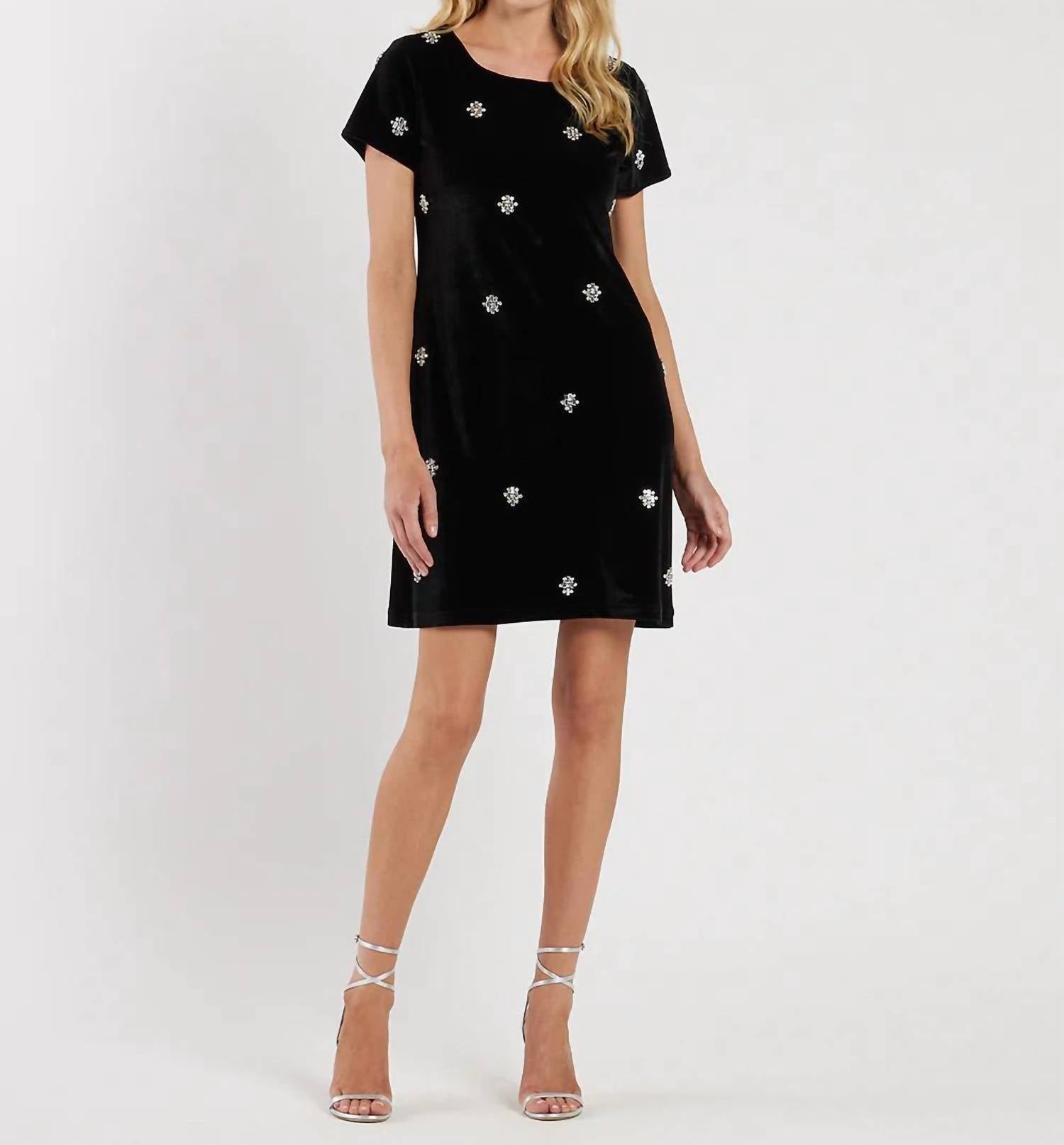 JUDE CONNALLY Ella Velvet Mini Dress in black sparkle - women's dress