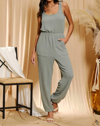 Endless Blu. - SIDE POCKETS AND ELASTIC WAIST JUMPSUIT