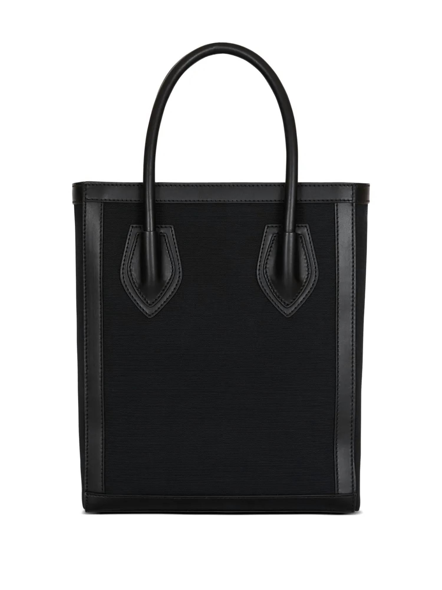 Balmain - Women's Leather Trimmed Canvas Tote Bag