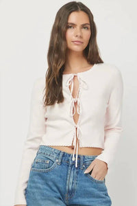 Needii - LONG SLEEVE SCALLOP HEM CARDIGAN