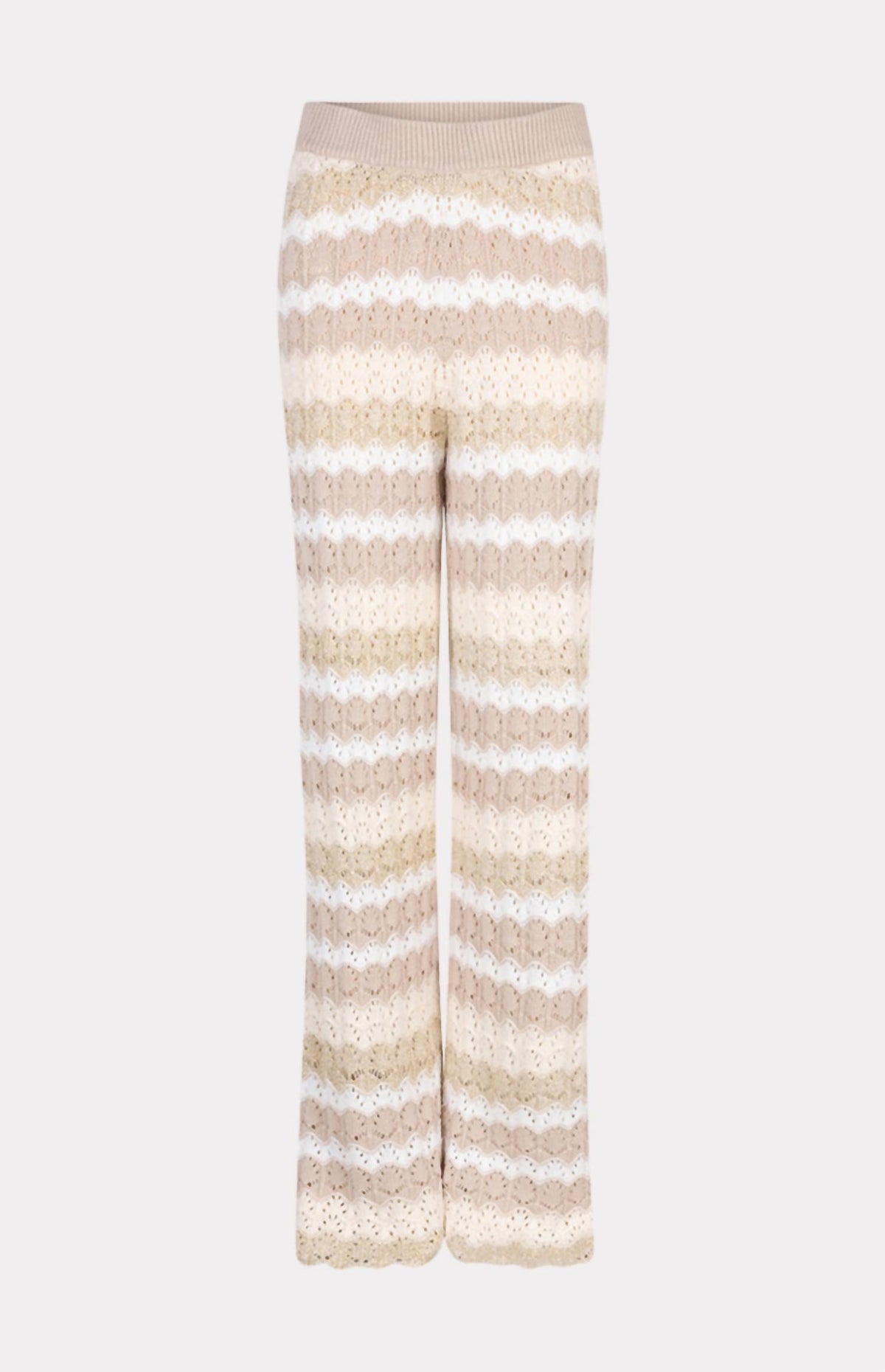 ESQUALO Knit Striped Trousers in beige multi - women's pants - detail view