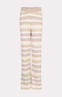 ESQUALO Knit Striped Trousers in beige multi - women's pants - detail view