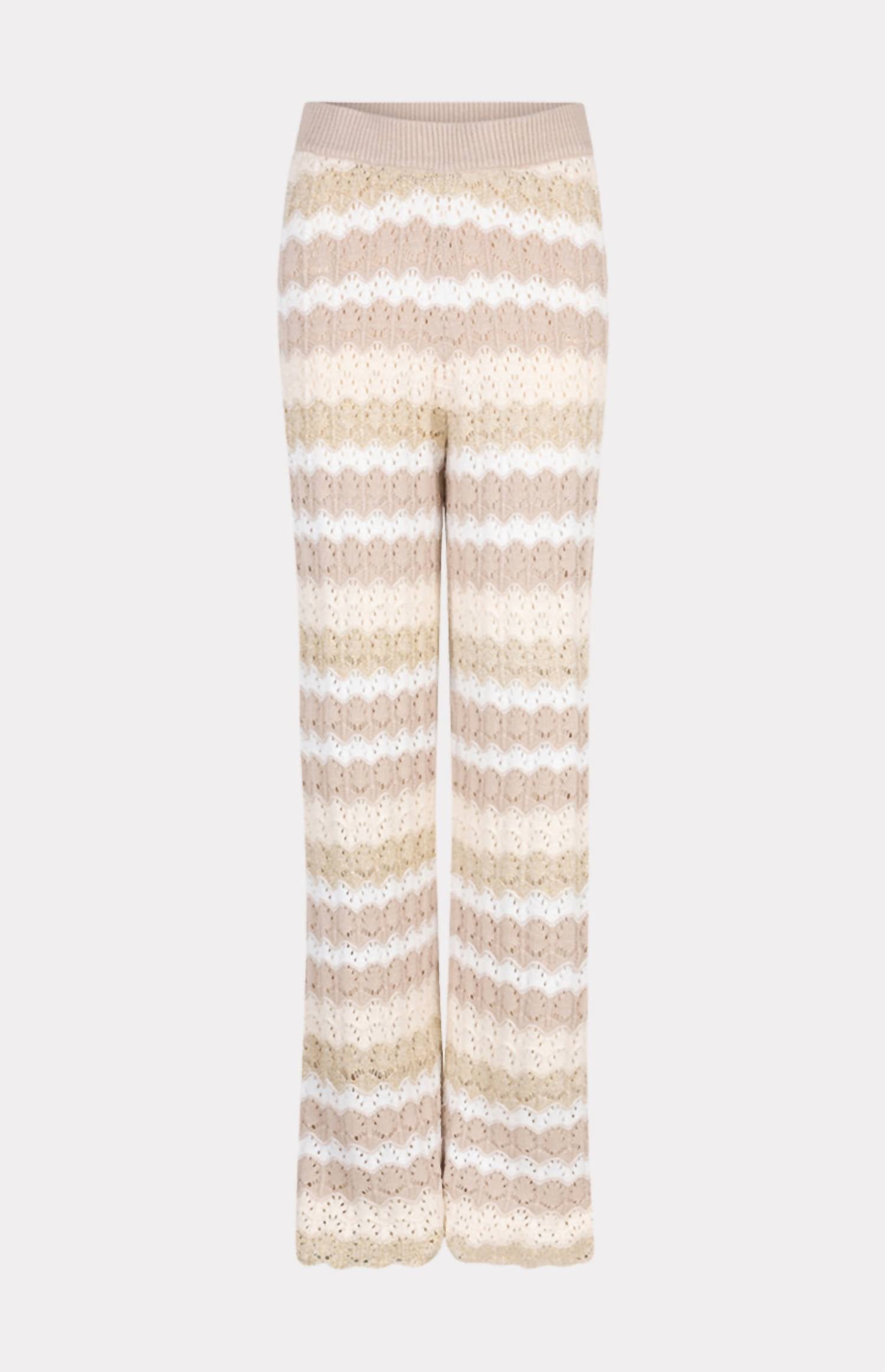 ESQUALO Knit Striped Trousers in beige multi - women's pants - detail view