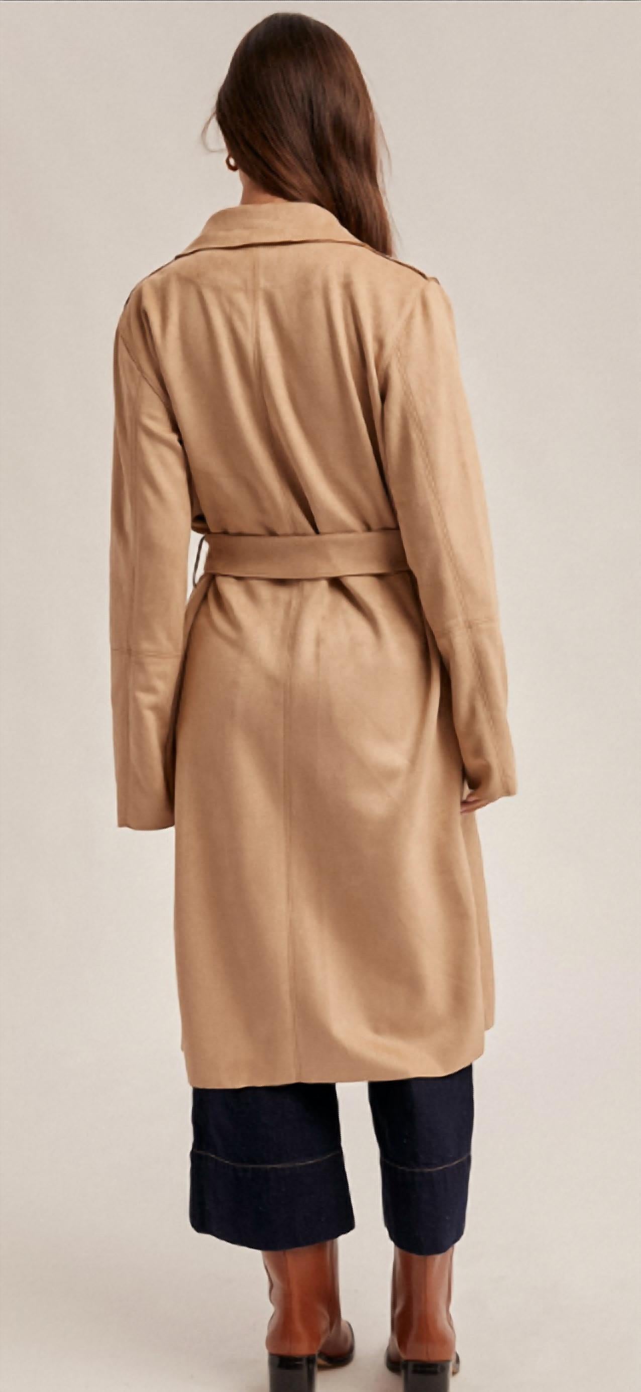 Mystree - Microsuede Belted Trench Coat