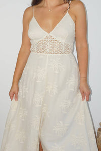 NIBI MTK Isabella Dress in cream palm embroidery - women's dress - alternate view