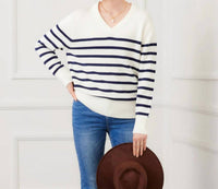 Karen Kane - Stripe V-Neck Sweater