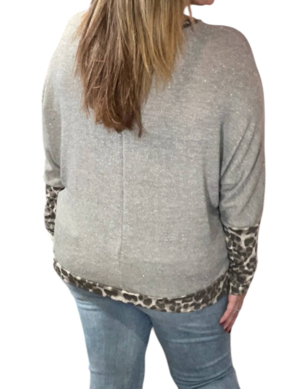 Honeyme - Dolman With Leopard Accents Tee