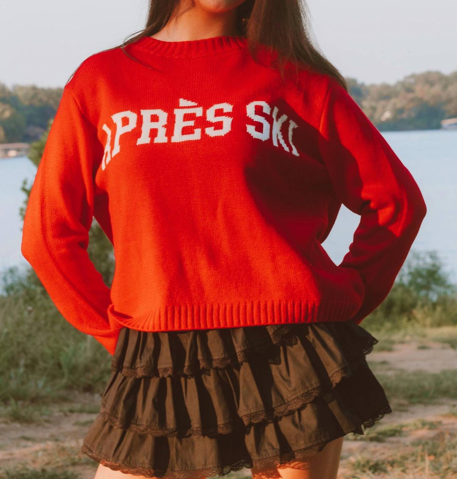 Panache Apparel Après Ski Long Sleeve Sweater in red - women's sweater