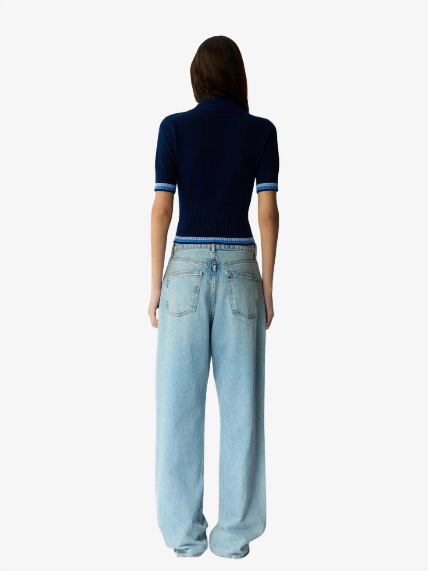 Guest In Residence Marcella Polo Top in residence marcella polo top in navy - women's shirt - alternate view