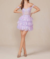 Nox Anabel - Rylan Off Shoulder Tiered Homecoming Dress