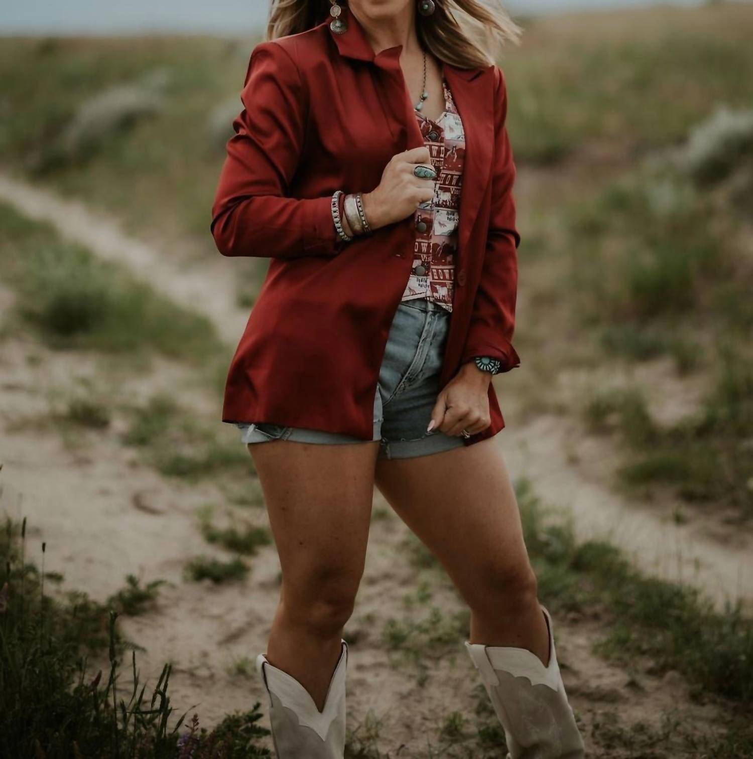 ELAN Oversized Suit Jacket in maroon - women's jacket - alternate view