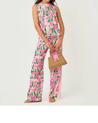 Lilly Pulitzer Anya Sleeveless Top in putting green hannah engineered - women's blouse