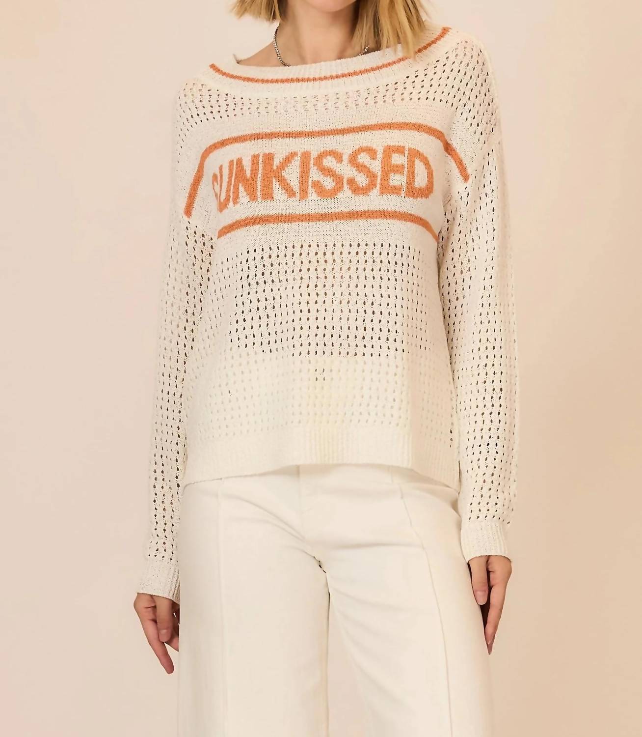 Cozy Casual - Sunkissed Open Knit Sweater