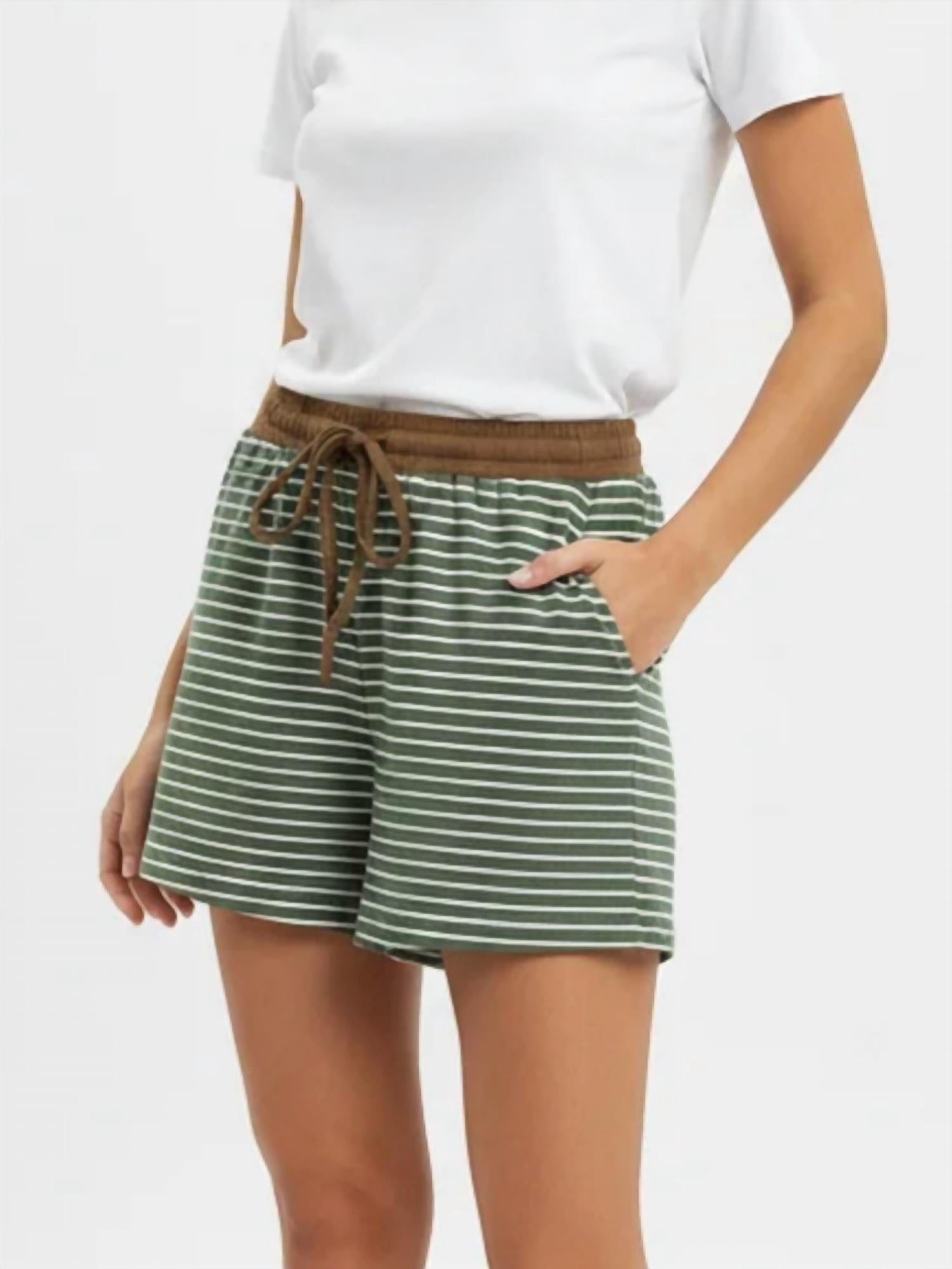 Anniewear - Loose Fit Stripe Knit Shorts