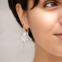 Gold & Honey - Women's Star Bamboo Lucite Hoop Earrings