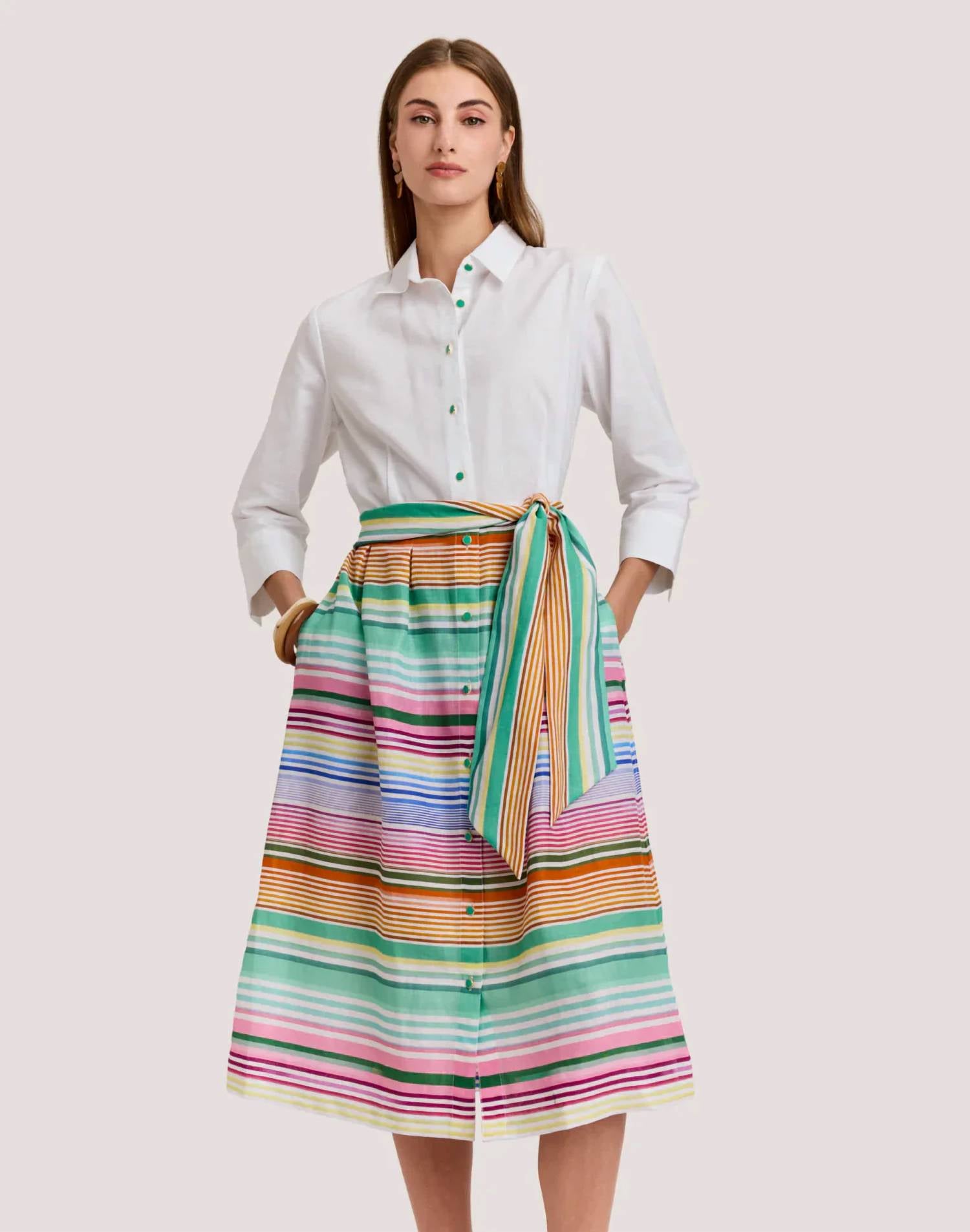 Hinson Wu - Robin 3/4 Sleeve Multi Linen Dress