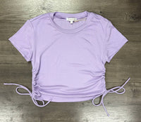 Olivaceous - Ribbed Cropped Drawstring Tee
