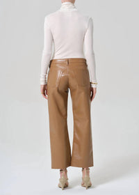 Citizens of Humanity Faye Vintage Straight Recycled Leather Pants in pale toffee - women's pants - detail view