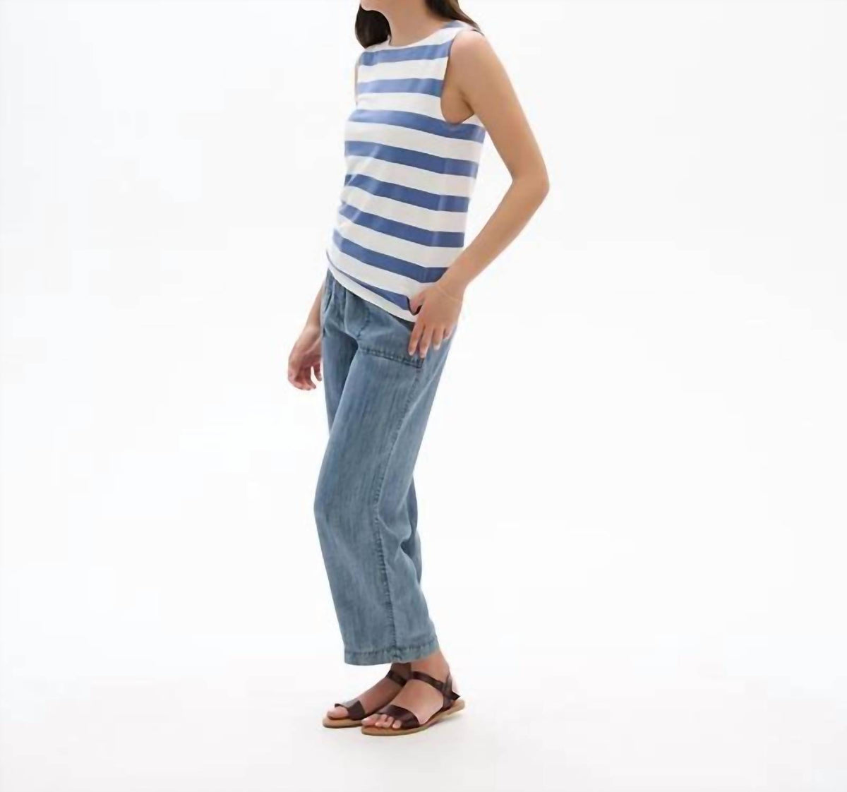 Hatley Everyday Tank Top in star sapphire stripes - women's tank top - detail view