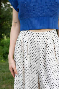 DAVI & DANI Pleated Dot Wide Leg Pants in cream black - women's pants - alternate view