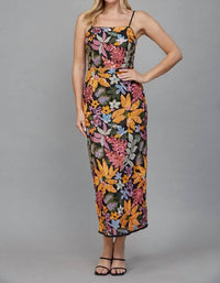 Fate - Floral Sequin Embroidered Midi Dress